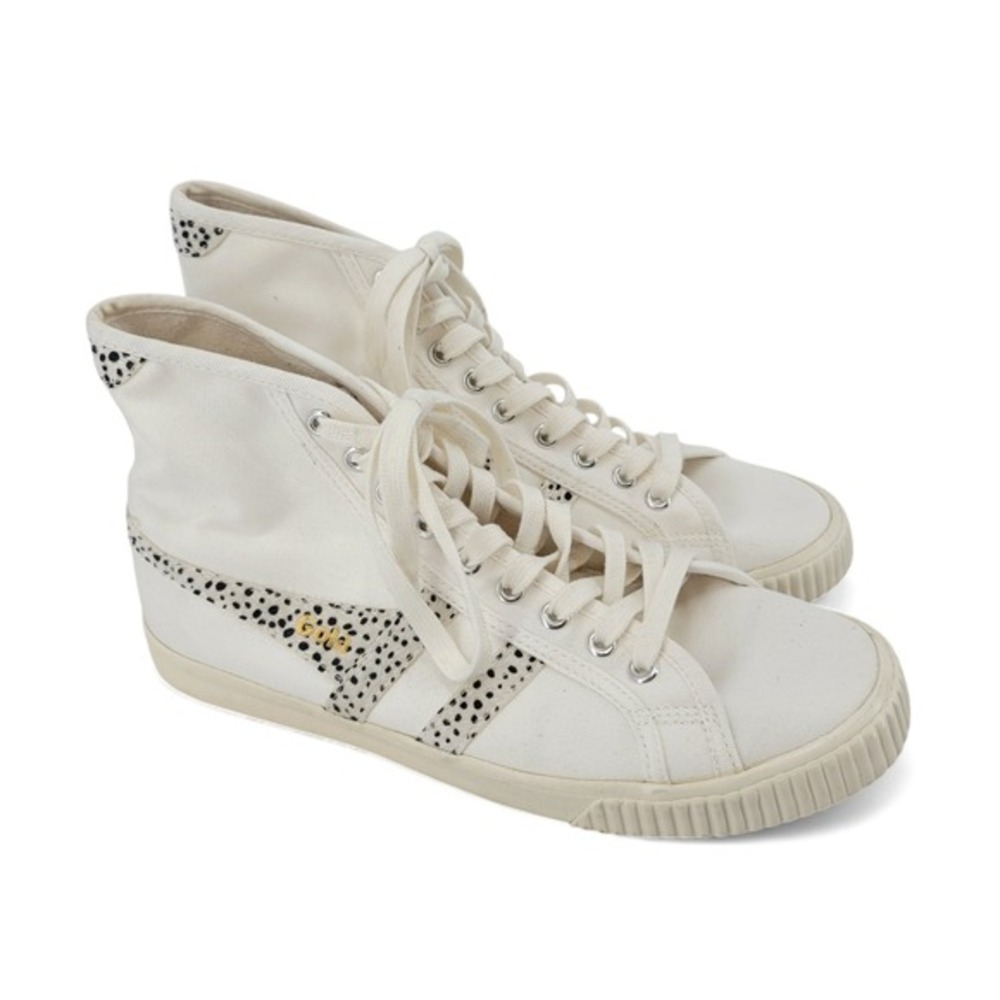 Gola Tennis Mark Cox High Top Sneakers Womens US 10 EU 41 White Canvas‎ Leopard